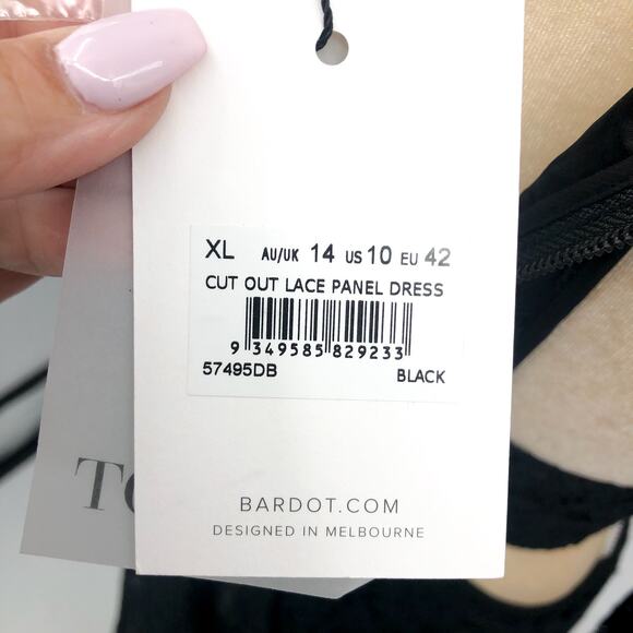 BARDOT Women's Cutout Lace Dress XL US 10 Black Long Sleeve NWT - Picture 13 of 15